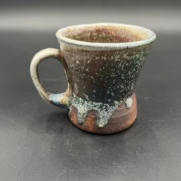 Wood fired Irridescent Blue-Green Mug - handmade