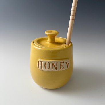 Handmade Ceramic Honey Jar - vibrant yellow